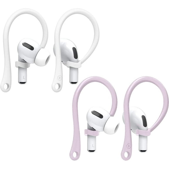 Anti-Loss Earhook - Earbuds & for Airpod Holder, Earbud Holder, Anti-Lost Secure Earhook Holder Ear Attachment Loops, Anti-Slip Comfortable Fit Earhook (2pcs-White+Purple)