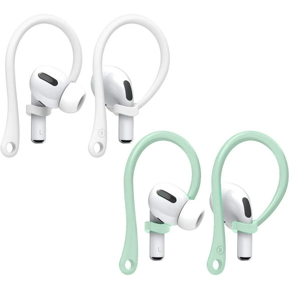 Anti-Loss Earhook - Earbuds & for Airpod Holder, Earbud Holder, Anti-Lost Secure Earhook Holder Ear Attachment Loops, Anti-Slip Comfortable Fit Earhook (2pcs-White+Matcha Green)