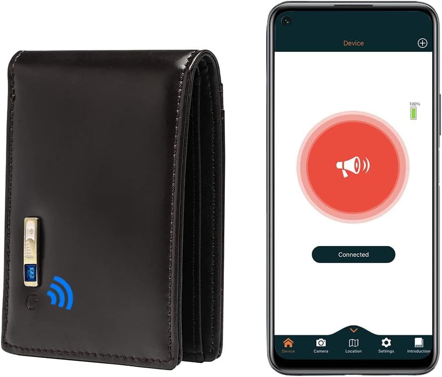 AntiLost Bluetooth Wallet Tracker & GPS Position Location Slim Wallets for Men Minimalist Mens