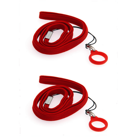 Anti-Lost Necklace Lanyard with 6pcs Anti-Lost Silicone Rubber Ring Pen Silicone Lanyard Holder for Office/Daily/Sport,RED