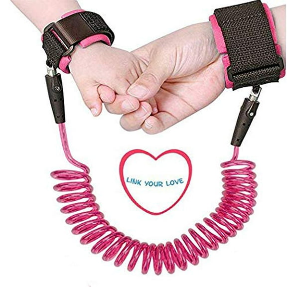 Anti Lost Safety Wrist Link Child Safety Harness Strap Rope Leash Walking Hand Belt Band Wristband(1.5m Pink)