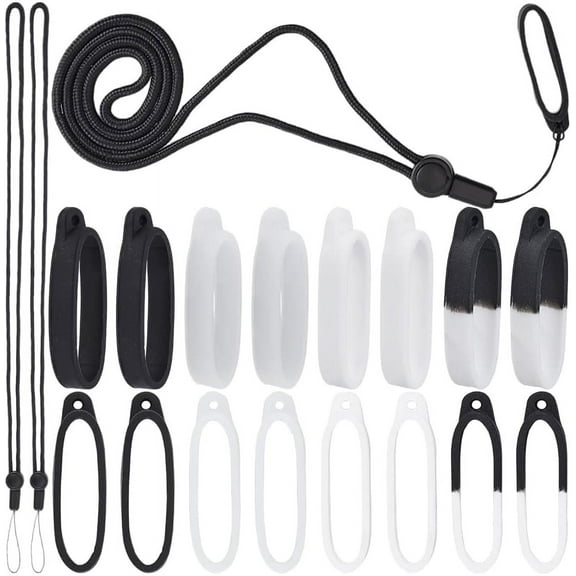 Anti-Lost Silicone Rubber Rings Set 4 Colors 40mm Ring with Adjustable Lanyards Strap Pendant Necklace Fixing Holder Soft Protective Replacement Multipurpose Keychain colorful