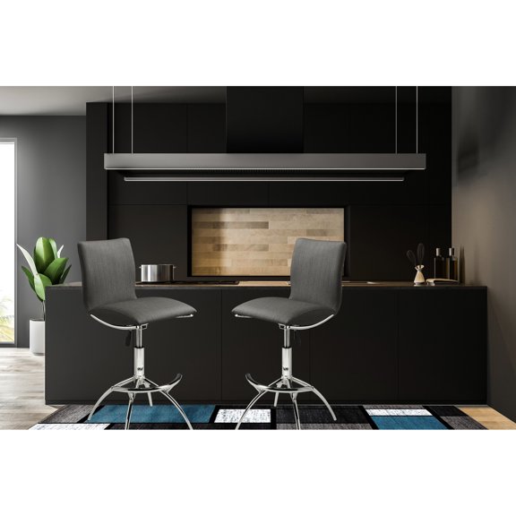 Anti - Microbial Gray Bar Stools with Chrome Legs / Suitable for Kitchen Use