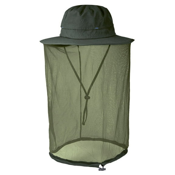 Anti-Mosquito Mask Hat Net Mesh Head Face Protector, IC ICLOVER Insect Bee Mosquito Bug Resistant Sun Hat Safari Hat Without UV Protection for Travel Camping Pasture, Green