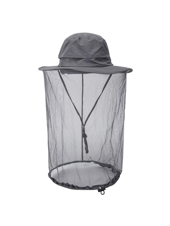 Anti-Mosquito Mask Hat Net Mesh Head Face Protector, IC ICLOVER Insect Bee Mosquito Bug Resistant Sun Hat Safari Hat Without UV Protection for Travel Camping Pasture, Gray