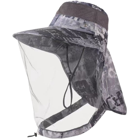 vlrwzc Anti-Mosquito Mesh Bucket Hat, Mosquito Head Net Mesh Hat, Netting-Midge Face Cover UV Protection Bucket Fishing Cap Beekeeping Net Hat for Outdoor Gardening