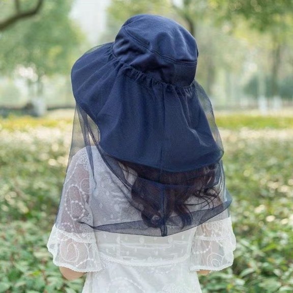 Anti Mosquito Windproof Sandstorm Poplar Fluff Veil Protective Hat with Headband Outdoor Sand Proof Face Mask for Men Women