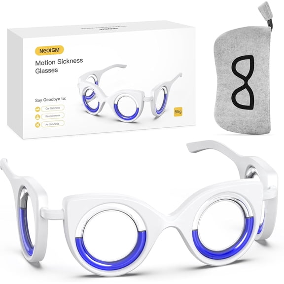 Anti Motion Sickness Glasses, Portable Lensless Design for Car Sickness, Air Sickness, Sea Sickness, Road Trip Essentials