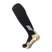 Anti Non Slip Football Socks Cut Black Long Length Adhesive Towel High Leg Grip Soccer Stockings Sports for Men and Children Black Adults EU38-45