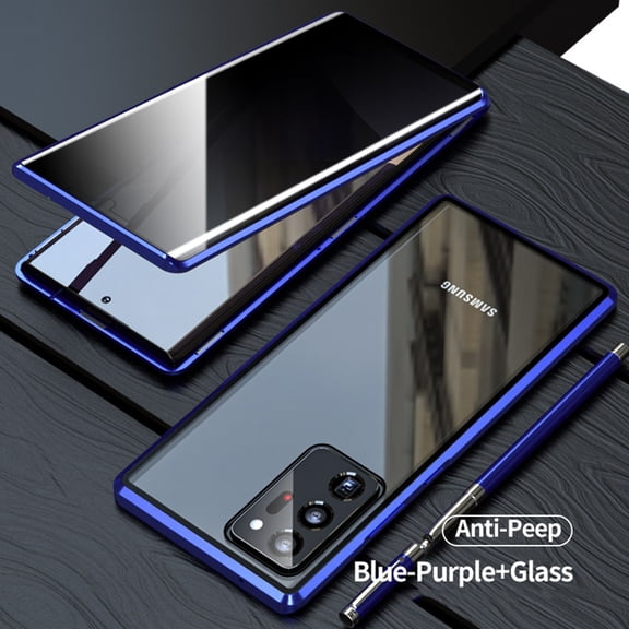 Anti Peep Magnetic Samsung Galaxy Note 20 Ultra Case [Blue] Double Sided Privacy Tempered Glass Screen Protector Shockproof and Scratch Resistant Protection