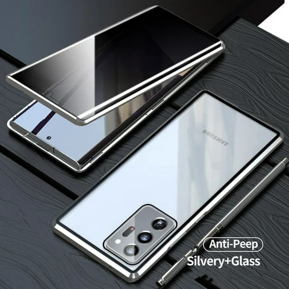 Anti Peep Magnetic Samsung Galaxy S24 Case (Silver) Double Sided Privacy Tempered Glass Screen Protector Shockproof and Scratch Resistant Protection