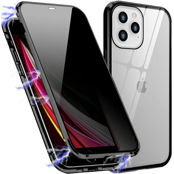 Anti Peep Magnetic iPhone 11 Case - (Black) Double Sided Privacy Tempered Glass Screen Protector Shockproof and Scratch Resistant Protection