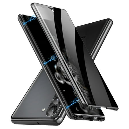 Anti Peeping Case for Samsung Galaxy S24, 360 Degree Front and Back Privacy Tempered Glass Cover Anti SPY Screen Anti Peep Magnetic Adsorption Metal Bumper for Galaxy S24, Black