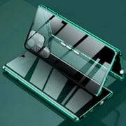 Anti Peeping Case for Samsung Galaxy S25,Front Privacy Tempered Glass Cover,Magnetic adsorption Anti Peep Metal Frame with Lens Protector,Green