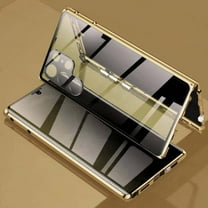 Anti Peeping Case for Samsung Galaxy S25 Ultra,Front Privacy Tempered Glass Cover,Magnetic adsorption Anti Peep Metal Frame with Lens Protector,Gold