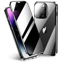 Anti Peeping Case for iPhone 13 Pro,Front Privacy Tempered Glass Cover,Magnetic adsorption Anti Peep Metal Frame with Lens Protector,Black