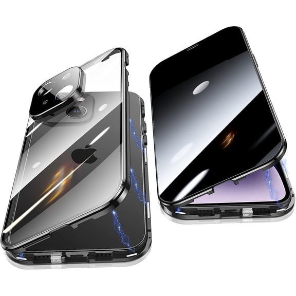 Anti Peeping Case for iPhone 14 Plus (6.7"), 360 Degree Front and Back Privacy Tempered Glass Cover, Anti SPY Screen, Anti Peep Magnetic Adsorption Metal Bumper for iPhone 14 Plus (Black)
