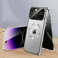 thumbnail image 1 of Anti Peeping Case for iPhone 14 Pro Compatible with MagSafe 360 Degree Full Protection Magnetic Absorption Metal Bumper Front Privacy Glass Back PC Matte Cover for iPhone 14 Pro, Silver, 1 of 7