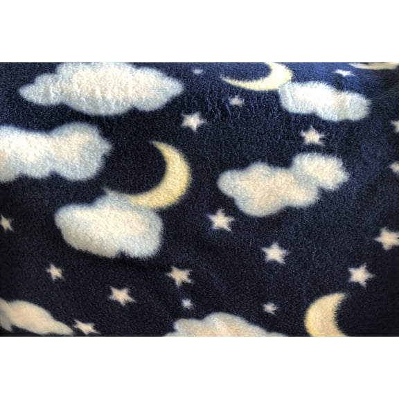 Triple Textile 58 in Fleece Fabric, Moon Pattern, Sewing & Craft, Blue