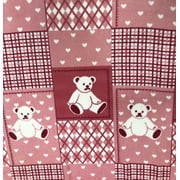 Triple Textile 60" Fleece Fabric, Plaid Bear Pattern, Sewing & Craft, By the Yard, Pink