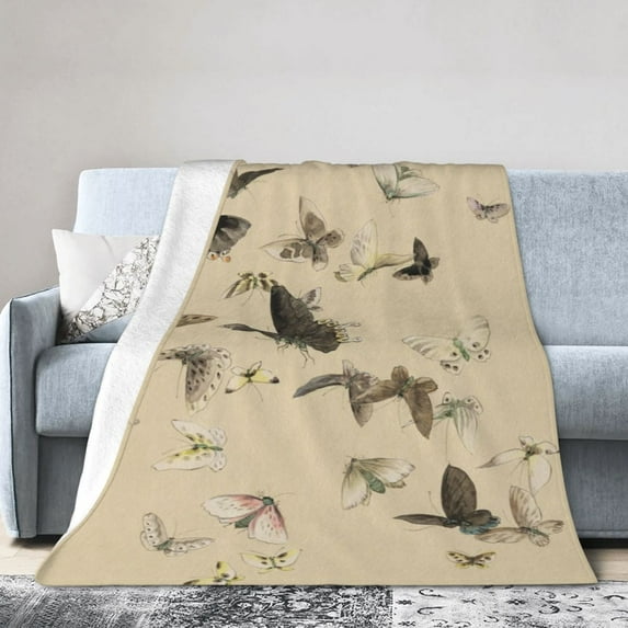 Anti-Pilling Flannel Bed Throw Blankets Vintage Old Fashioned - Couch-Ultra-Soft Micro Fleece Sofa Bed Camping Travel Blanket for Adults 60"x50"