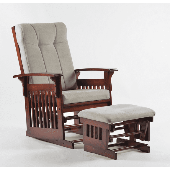 Dvasovio Glider Rocking Chair with Ottoman, Cherry