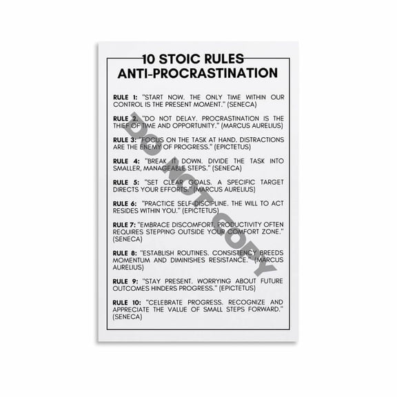 Anti Procrastination Adhd Success Wall Art Success Printable Improvement Self Development Stoic Wall Art(113) Canvas Painting Posters And Prints Wall Art Pictures for Living Room Bedroom Decor