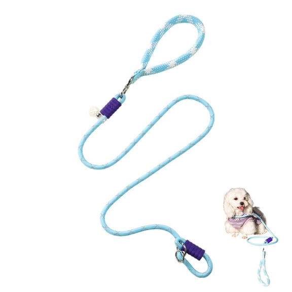 Anti-Pull Slip Lead Dog Leash, Glow in The Dark, Shockproof Safety P Chain with Memory Foam Handle, Nighttime Training Walking for Medium Large Breeds Sky Blue 5 ft