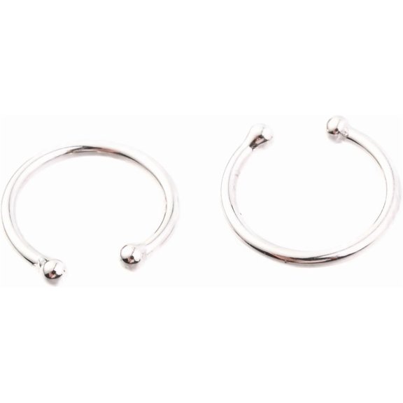 Anti-Rhodium Plated 925 Sterling Silver Cuff Earrings with Round Ring Ear Cuff Gold Earrings for Women | Clip On Cartilage Cuff Earrings