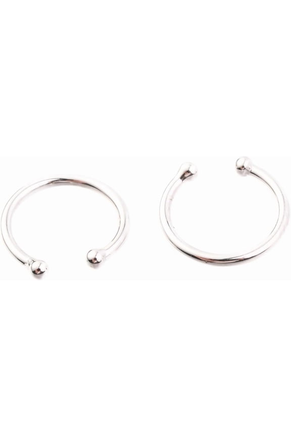 Anti-Rhodium Plated 925 Sterling Silver Cuff Earrings with Round Ring Ear Cuff Gold Earrings for Women | Clip On Cartilage Cuff Earrings