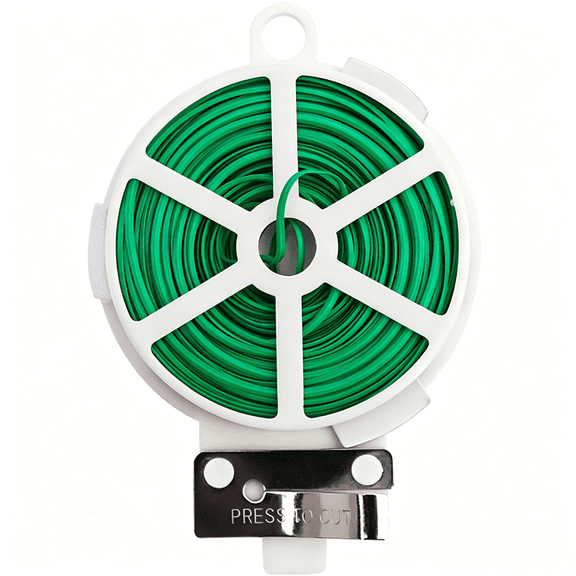 Anti-Rust Green Plant Tie Spool with Built-In Cutter, Multipurpose Garden Twist Wire for Climbing Vegetables, Flowers, Cable Organizing & Floral Arrangement