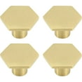 thumbnail image 1 of Anti-Rust Knob for Bathroom Cabinets, Brushed Brass Solid Zinc Alloy Hexagon Style Gold Finish Easy Installation Sturdy Material Simple Look Matte Gold Finished for Old Furniture, 1 of 5