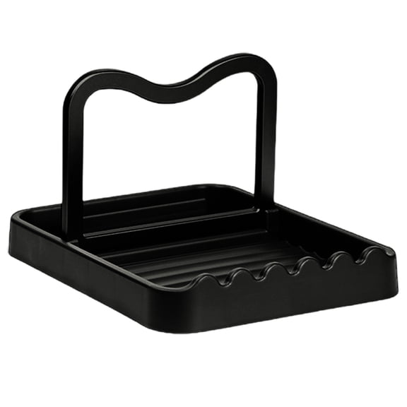Anti-Rust Metal Spoon Rest with Lid Holder, Clearance, Heat-Resistant Pot Lid Rest, Multifunctional Spatula Holder While Cooking for Stovetop and Kitchen Counter – Black