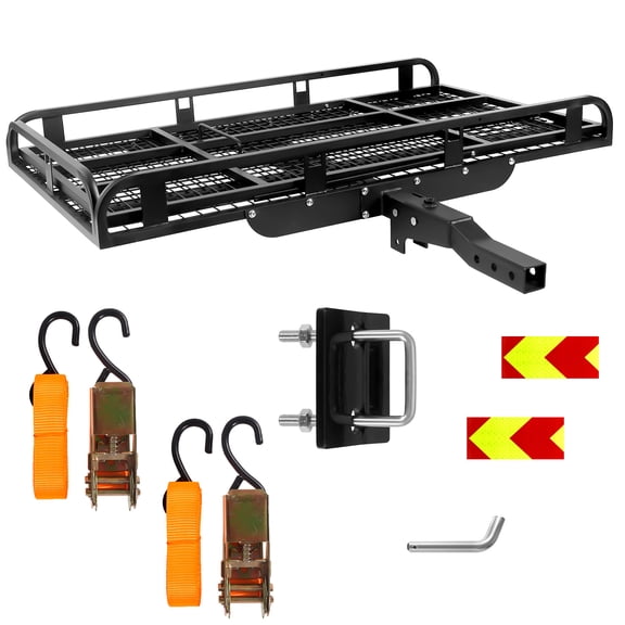 Anti-Rust Reinforced Steel Rear Haul Platform, High Side Rail Downhill Foldable Auto Storage Cage, 500 lbs Offroad Carry Frame for Pickup, Camper