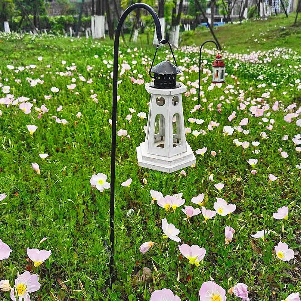 Anti-Rust Shepherd Hook, 32 Inch Thicken Heavy Duty Rust Resistant Shepards Garden Outdoor Hanging Plants Basket Hanger Pathway Light Solar Lantern Mason Jar Wind Chimes Wedding Black