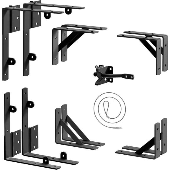 Anti Sag Gate Kit (2 Set) - Heavy Duty Gate Frame Brace & Hardware Kit for Wooden Fence, Driveway, Shed Doors