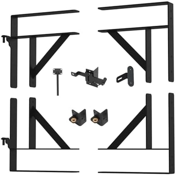 Anti-Sag Gate Kit, Heavy Duty Gate Corner Brace Bracket with Gate Latch and Hinges, for Wooden Gate Fence(Left Gate Kit)$$Tools & Hardware Other
