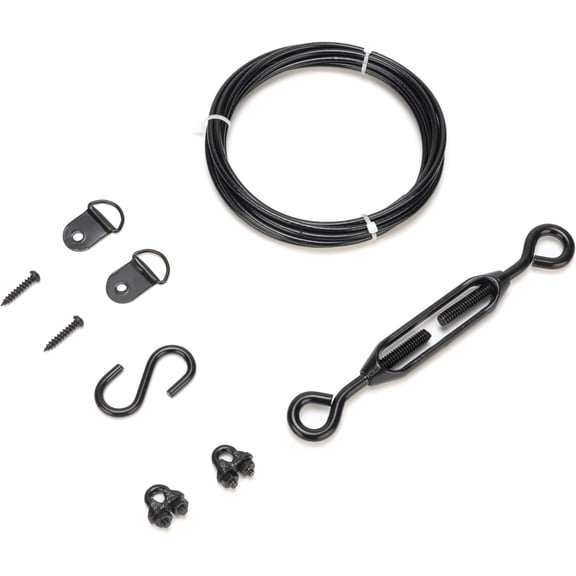 Anti Sag Gate Kit for Wooden Fence, Anti-Sagging Fence Gate Support Cable Kit in Zinc, No Sag Wooden Fence Gate Repair Kit for Outdoor, Anti-Sag Gate Frame Kit, Black, 1 Pack