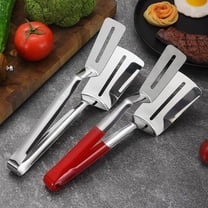 Anti-Scald Extended Handle Spatula Tongs 9.5 Inch Multifunctional Stainless Steel Cooking Tongs Food Shovel Clamp for Flipping Steak Fish Bread Hamburger BBQ Frying Pancake Pies Pizza