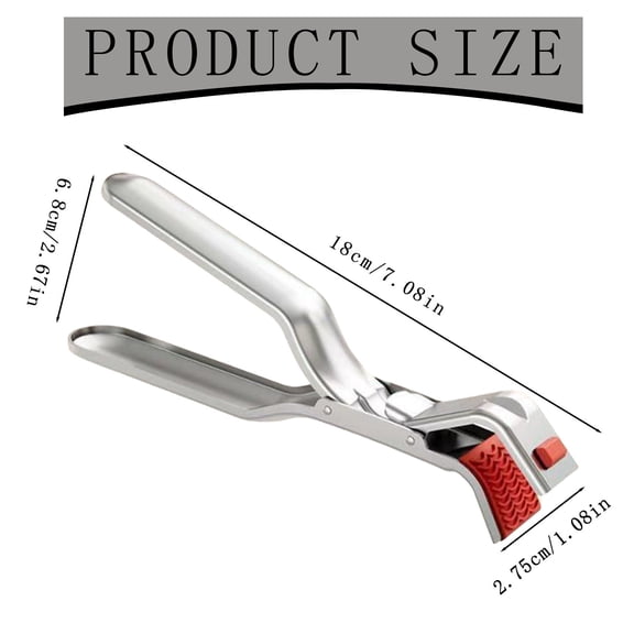 Anti-Scald Plate Tongs, Stainless Steel Hot Dish Clips for Pots And Bowls, Multi-Purpose Kitchen Gripper with Soft Silicone Handle, Dishwasher Safe, Two Clips