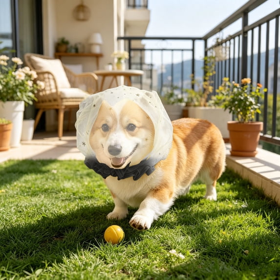 Anti Scavenging Mesh Dog Snood, Breathable Head Protector Face Guard, Elastic Hood Net Against Foxtails Accidental Ingestion,White