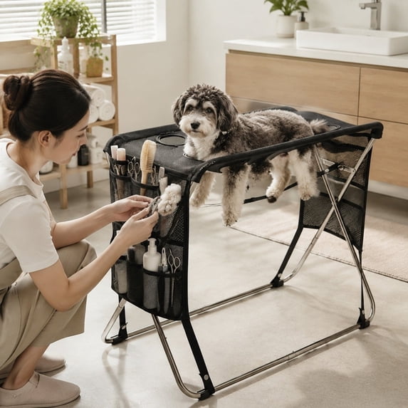 Anti-Scratch Anti-Bite Hammock Table, Dog Grooming Hammock Stainless ...