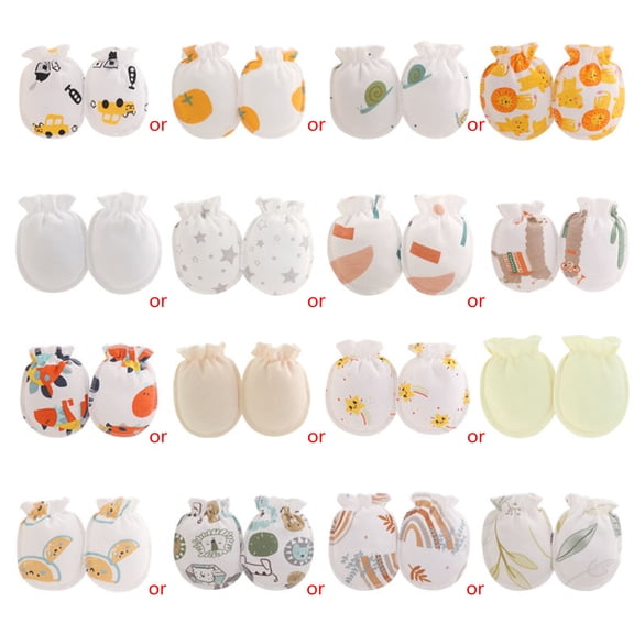 Anti-Scratch Gloves Baby Unisex Cartoon Print Gloves Face Protective Mittens Baby Essential Accessories 5 Pairs