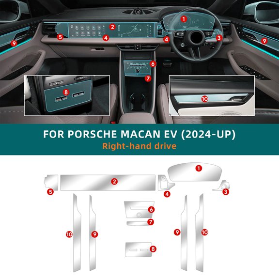 Anti-Scratch Sticker for PORSCHE Macan EV 2024 2025 Gearbox Panel Navigation Screen Automotive Interior TPU Protective Film.