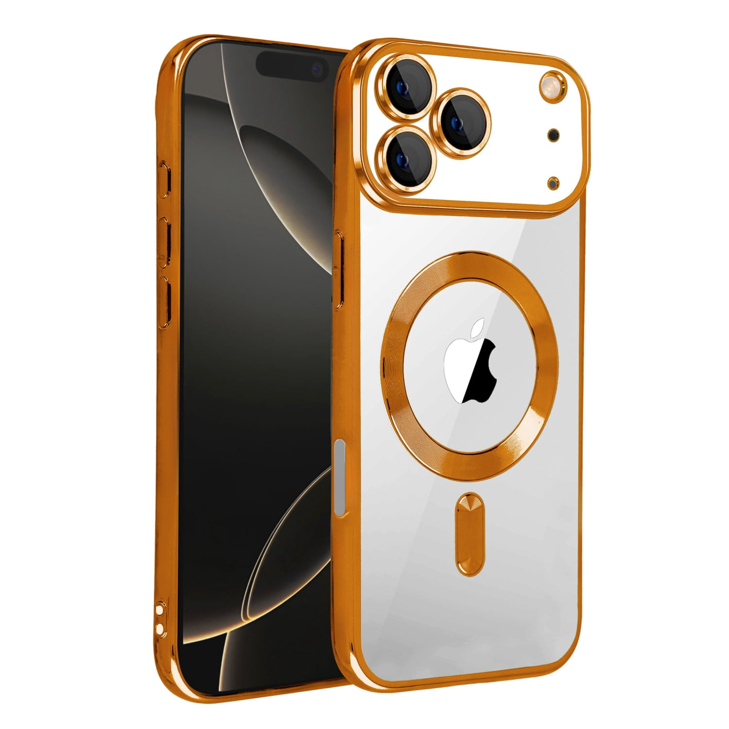 Anti-Scratch Wireless Charging Clear Case for iPhone 17 Pro Max - Rose Gold