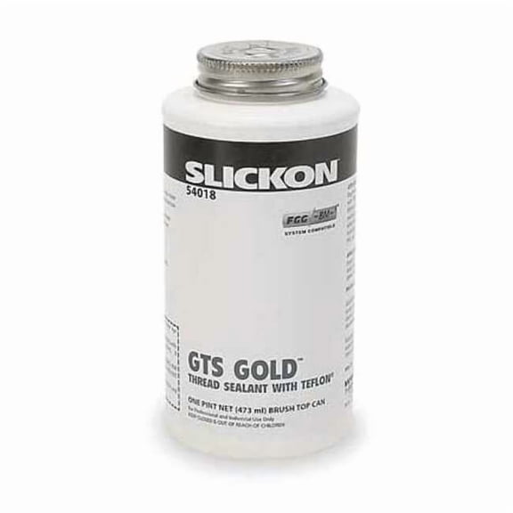 Pipe Thread Sealant 19.2 fl oz, Brush-Top Can, Slickon GTS Gold, Yellow, Paste