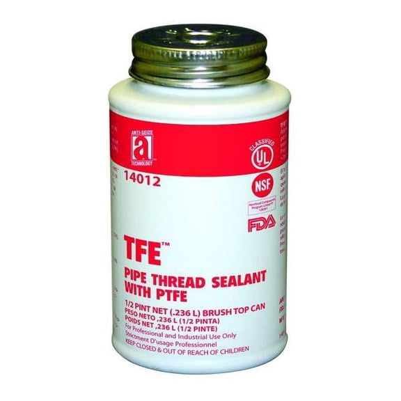 Pipe Thread Sealant 9.6 fl oz, Brush-Top Can, TFE, Off-White, Paste