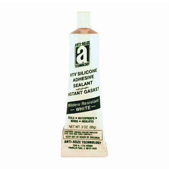 Waterproof RTV Silicone Sealant, 3 oz, White, Temp Range -75 to 450 Degrees F
