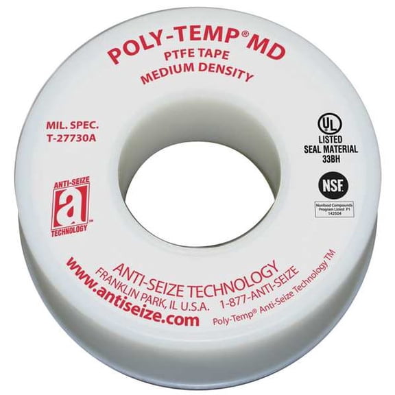 Anti-Seize Technology Thread Sealant Tape,1/2" W,White 16035