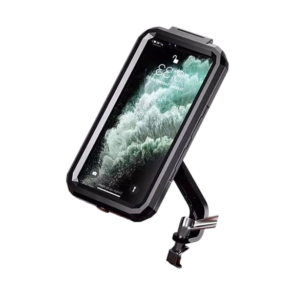 Anti Shake Motorcycle Phone Mount Stand Full Enclosure Touch Display Accessible Rainproof 7Inch Device Adjustable Height